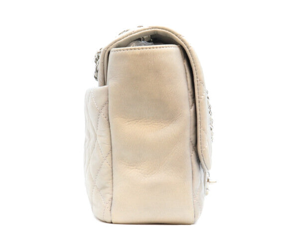 CHANEL シャネル 13番 グレー カーフ レイン デカマトラッセ35 シングルフラップ シルバー金具 ショルダーバッグ