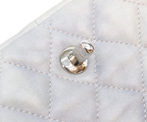 CHANEL シャネル 13番 グレー カーフ レイン デカマトラッセ35 シングルフラップ シルバー金具 ショルダーバッグ