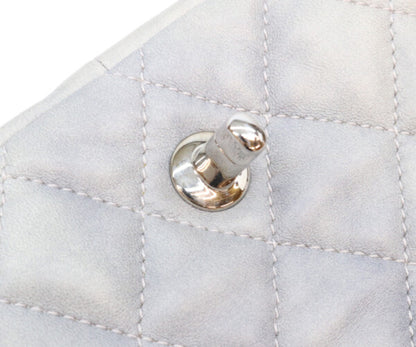 CHANEL シャネル 13番 グレー カーフ レイン デカマトラッセ35 シングルフラップ シルバー金具 ショルダーバッグ
