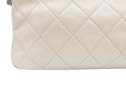 CHANEL シャネル 16番台 黒×ベージュ バイカラー カーフ イーストウエスト マトラッセ シルバー金具 チェーンショルダーバッグ ショルダーバッグ