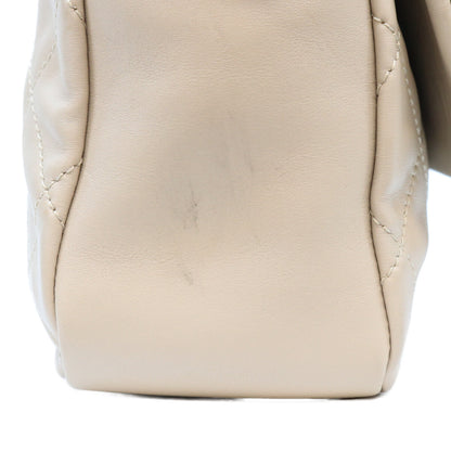 Chanel Series 16 Black × Beige Two-Tone Calfskin East-West Matelassé Silver Hardware Chain Shoulder Bag Shoulder Bag