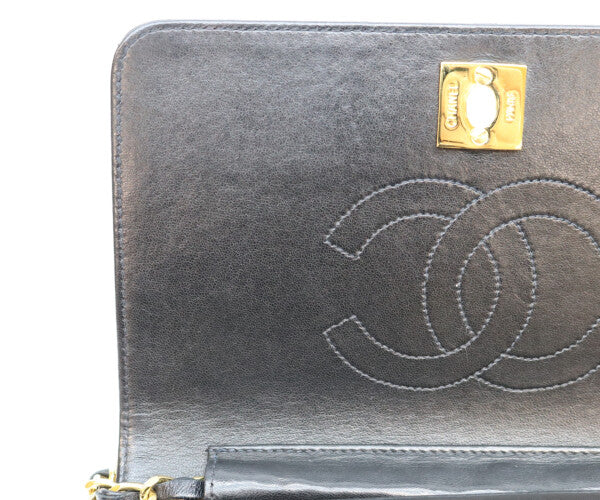 CHANEL シャネル 7番 A03571 黒 ゴールド金具 ターンロック フルフラップ ミニマトラッセ19 ショルダーバッグ
