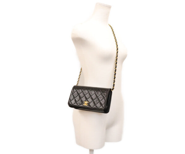 CHANEL シャネル 7番 A03571 黒 ゴールド金具 ターンロック フルフラップ ミニマトラッセ19 ショルダーバッグ