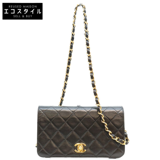 CHANEL シャネル 7番 A03571 黒 ゴールド金具 ターンロック フルフラップ ミニマトラッセ19 ショルダーバッグ
