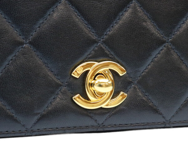 CHANEL シャネル 7番 A03571 黒 ゴールド金具 ターンロック フルフラップ ミニマトラッセ19 ショルダーバッグ