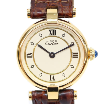 Cartier カルティエ 80-90s 925 マストヴァンドームSM ヴェルメイユ 飛びローマ文字盤 QZ 時計 腕時計