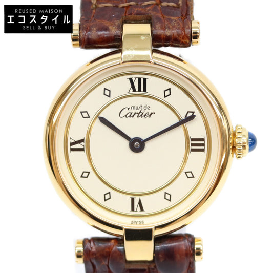 Cartier カルティエ 80-90s 925 マストヴァンドームSM ヴェルメイユ 飛びローマ文字盤 QZ 時計 腕時計