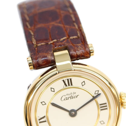 Cartier カルティエ 80-90s 925 マストヴァンドームSM ヴェルメイユ 飛びローマ文字盤 QZ 時計 腕時計