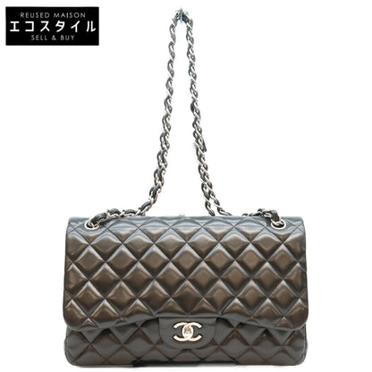 CHANEL シャネル 16番 A58600 黒 ラム シルバー金具 ダブルフラップ デカマトラッセ30 バッグ ショルダーバッグ