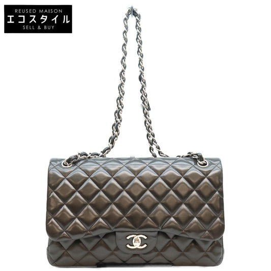 CHANEL シャネル 16番 A58600 黒 ラム シルバー金具 ダブルフラップ デカマトラッセ30 バッグ ショルダーバッグ