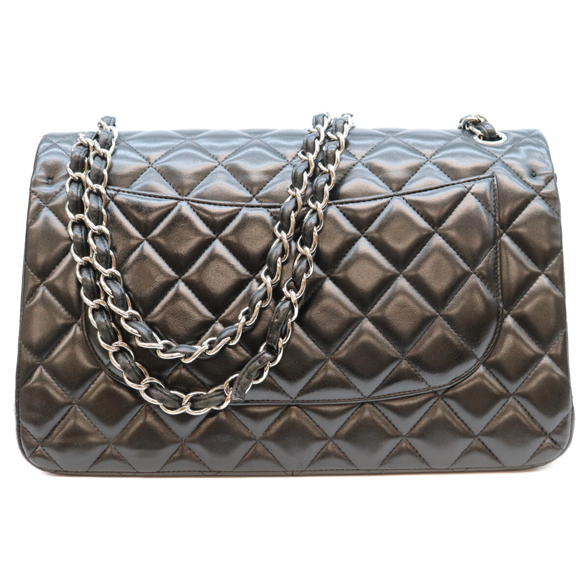 CHANEL シャネル 16番 A58600 黒 ラム シルバー金具 ダブルフラップ デカマトラッセ30 バッグ ショルダーバッグ