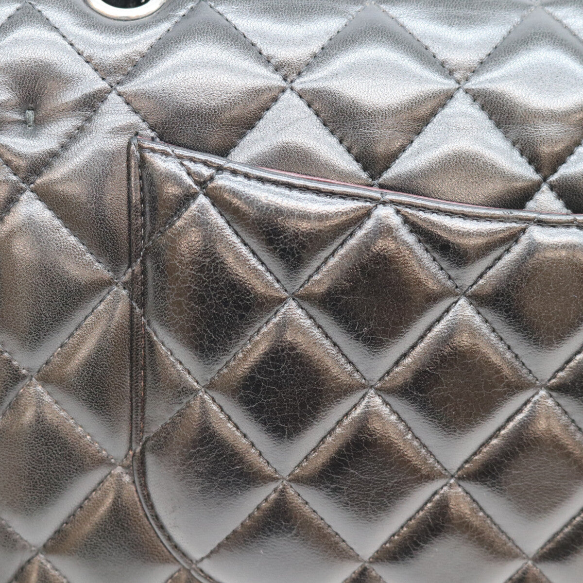 CHANEL シャネル 16番 A58600 黒 ラム シルバー金具 ダブルフラップ デカマトラッセ30 バッグ ショルダーバッグ