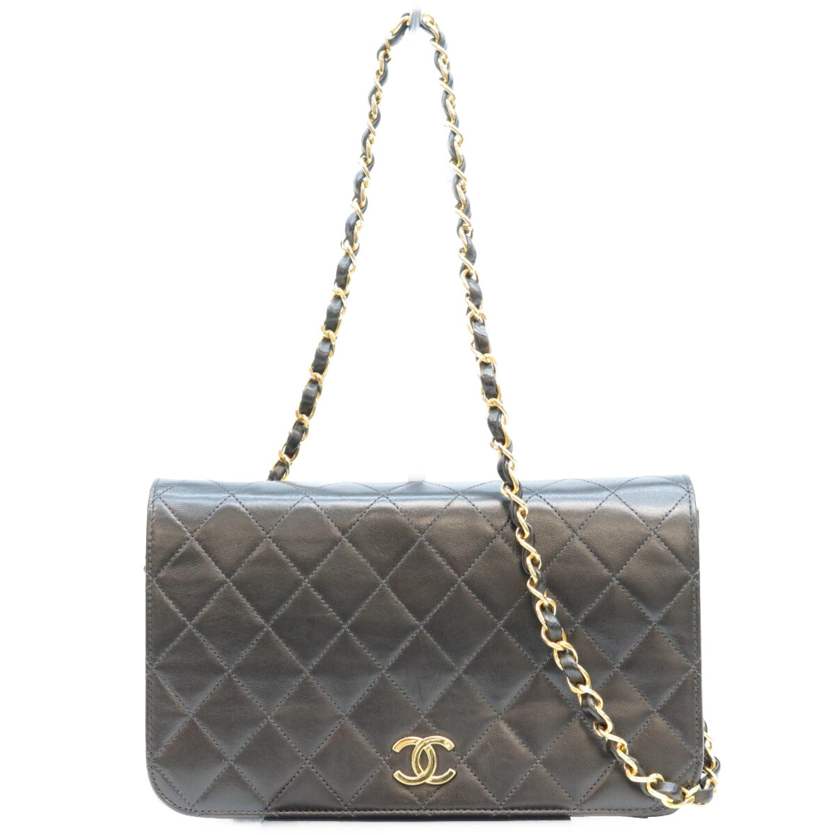 CHANEL シャネル 5番 A03568 黒 ラム フルフラップ ゴールド金具 プッシュロック マトラッセ23 バッグ ショルダーバッグ