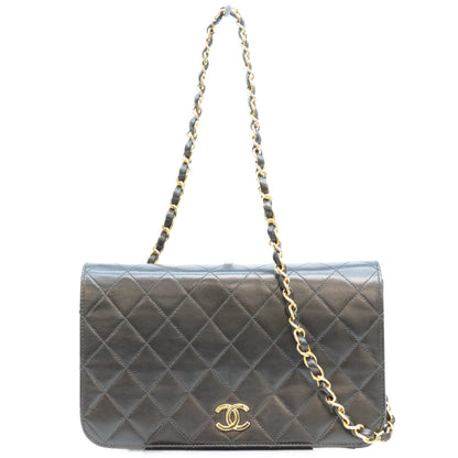 CHANEL シャネル 5番 A03568 黒 ラム フルフラップ ゴールド金具 プッシュロック マトラッセ23 バッグ ショルダーバッグ