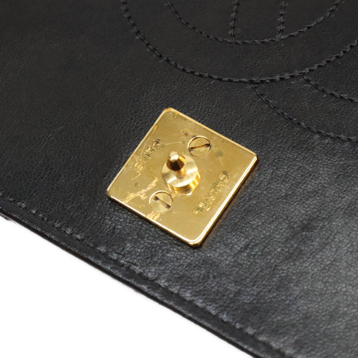 CHANEL シャネル 5番 A03568 黒 ラム フルフラップ ゴールド金具 プッシュロック マトラッセ23 バッグ ショルダーバッグ