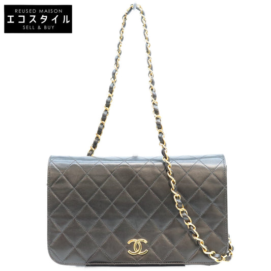 CHANEL シャネル 5番 A03568 黒 ラム フルフラップ ゴールド金具 プッシュロック マトラッセ23 バッグ ショルダーバッグ