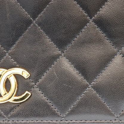 CHANEL シャネル 5番 A03568 黒 ラム フルフラップ ゴールド金具 プッシュロック マトラッセ23 バッグ ショルダーバッグ