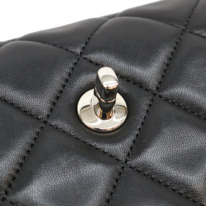 CHANEL シャネル 13番 黒 ラム シルバー金具 シングルフラップ デカマトラッセ34マキシ バッグ ショルダーバッグ