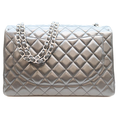 CHANEL シャネル 13番 黒 ラム シルバー金具 シングルフラップ デカマトラッセ34マキシ バッグ ショルダーバッグ