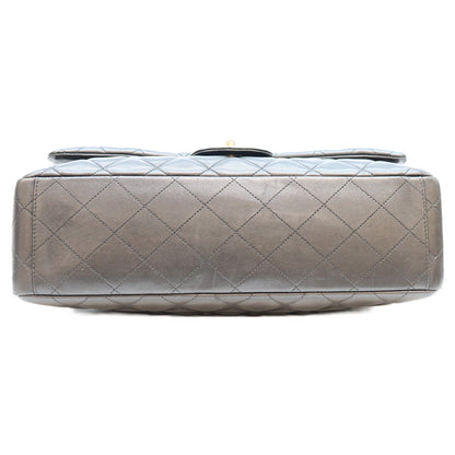 CHANEL シャネル 13番 黒 ラム シルバー金具 シングルフラップ デカマトラッセ34マキシ バッグ ショルダーバッグ