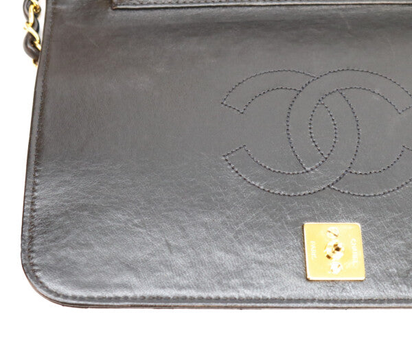 CHANEL シャネル 5番 A03568 黒 ラム フルフラップ G金具 プッシュロック マトラッセ23 バッグ ショルダーバッグ