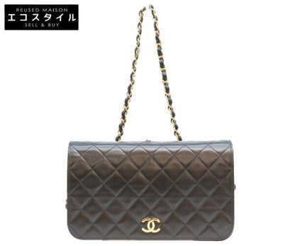 CHANEL シャネル 5番 A03568 黒 ラム フルフラップ G金具 プッシュロック マトラッセ23 バッグ ショルダーバッグ