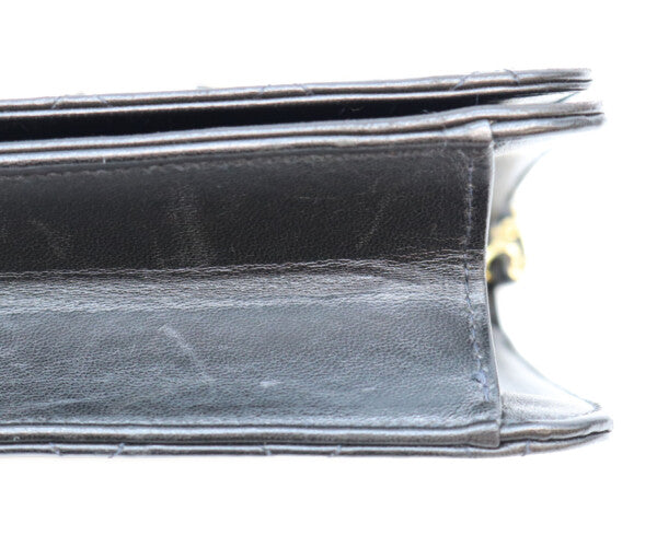 CHANEL シャネル 5番 A03568 黒 ラム フルフラップ G金具 プッシュロック マトラッセ23 バッグ ショルダーバッグ