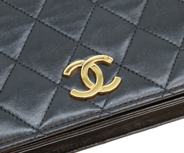 CHANEL シャネル 5番 A03568 黒 ラム フルフラップ G金具 プッシュロック マトラッセ23 バッグ ショルダーバッグ