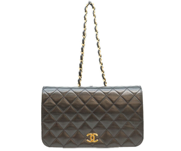 CHANEL シャネル 5番 A03568 黒 ラム フルフラップ G金具 プッシュロック マトラッセ23 バッグ ショルダーバッグ