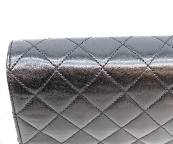CHANEL シャネル 5番 A03568 黒 ラム フルフラップ G金具 プッシュロック マトラッセ23 バッグ ショルダーバッグ