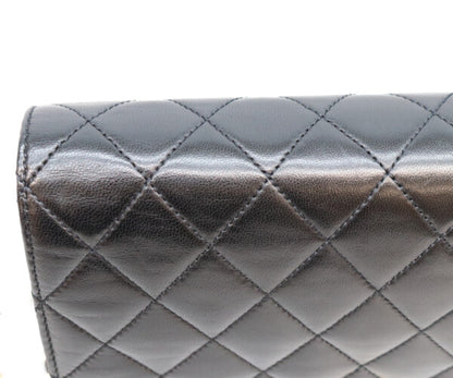 CHANEL シャネル 5番 A03568 黒 ラム フルフラップ G金具 プッシュロック マトラッセ23 バッグ ショルダーバッグ