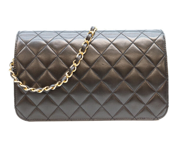 CHANEL シャネル 5番 A03568 黒 ラム フルフラップ G金具 プッシュロック マトラッセ23 バッグ ショルダーバッグ