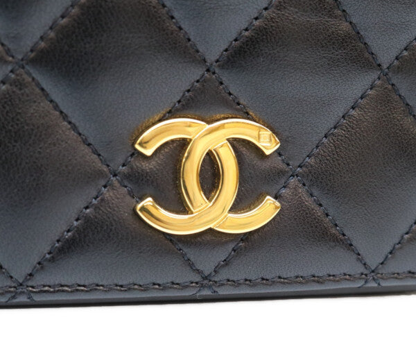 CHANEL シャネル 5番 A03568 黒 ラム フルフラップ G金具 プッシュロック マトラッセ23 バッグ ショルダーバッグ
