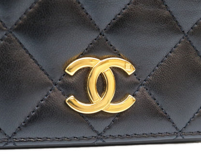 CHANEL シャネル 5番 A03568 黒 ラム フルフラップ G金具 プッシュロック マトラッセ23 バッグ ショルダーバッグ