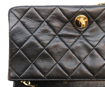 CHANEL シャネル 1番 A03571 黒 ゴールド金具 ターンロック フルフラップ ミニマトラッセ19 ショルダーバッグ