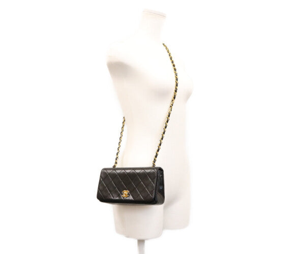 CHANEL シャネル 1番 A03571 黒 ゴールド金具 ターンロック フルフラップ ミニマトラッセ19 ショルダーバッグ