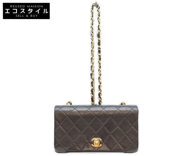 CHANEL シャネル 1番 A03571 黒 ゴールド金具 ターンロック フルフラップ ミニマトラッセ19 ショルダーバッグ