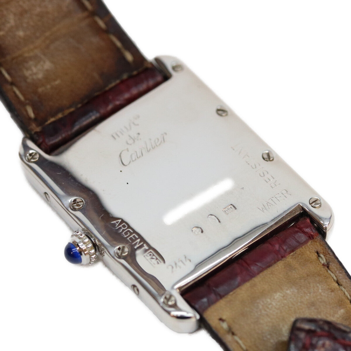 Cartier カルティエ 99‐03年 925 マストタンク GM/XL デイト SS クロコ 白ローマ文字盤 QZ 時計 腕時計