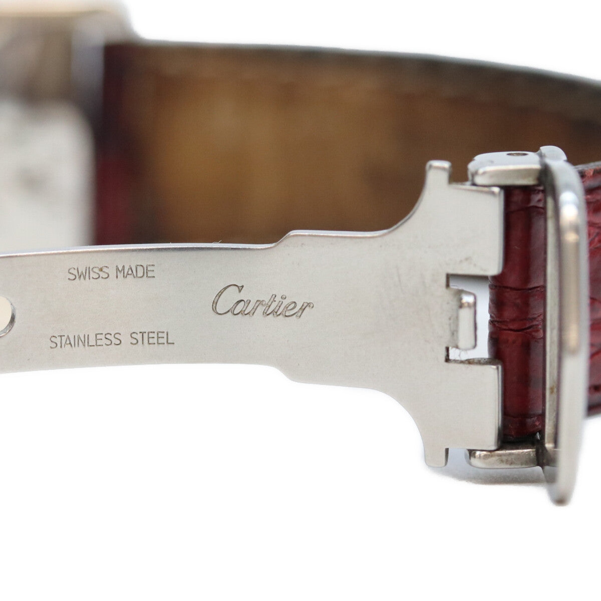 Cartier カルティエ 99‐03年 925 マストタンク GM/XL デイト SS クロコ 白ローマ文字盤 QZ 時計 腕時計