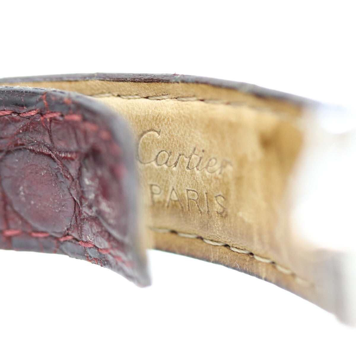 Cartier カルティエ 99‐03年 925 マストタンク GM/XL デイト SS クロコ 白ローマ文字盤 QZ 時計 腕時計