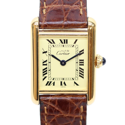 Cartier カルティエ 82-95年 925 マストタンクSM ヴェルメイユ アイボリーローマ文字盤 QZ 時計 腕時計
