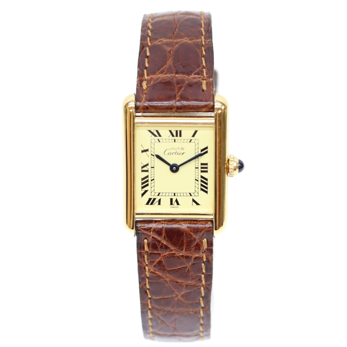 Cartier カルティエ 82-95年 925 マストタンクSM ヴェルメイユ アイボリーローマ文字盤 QZ 時計 腕時計