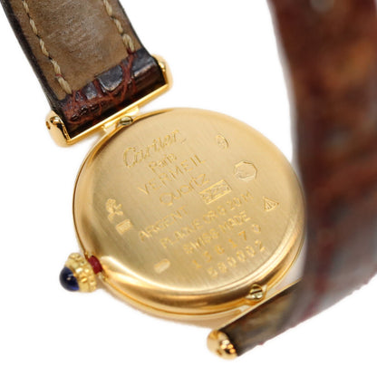 Cartier カルティエ 94年 W1000653 925 マストコリゼSM ヴェルメイユ アイボリーローマ文字盤 QZ 時計 腕時計
