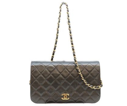 CHANEL シャネル 5番 A03568 黒 ラム フルフラップ G金具 プッシュロック マトラッセ23 バッグ ショルダーバッグ