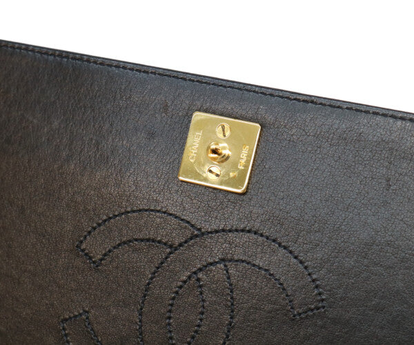 CHANEL シャネル 5番 A03568 黒 ラム フルフラップ G金具 プッシュロック マトラッセ23 バッグ ショルダーバッグ