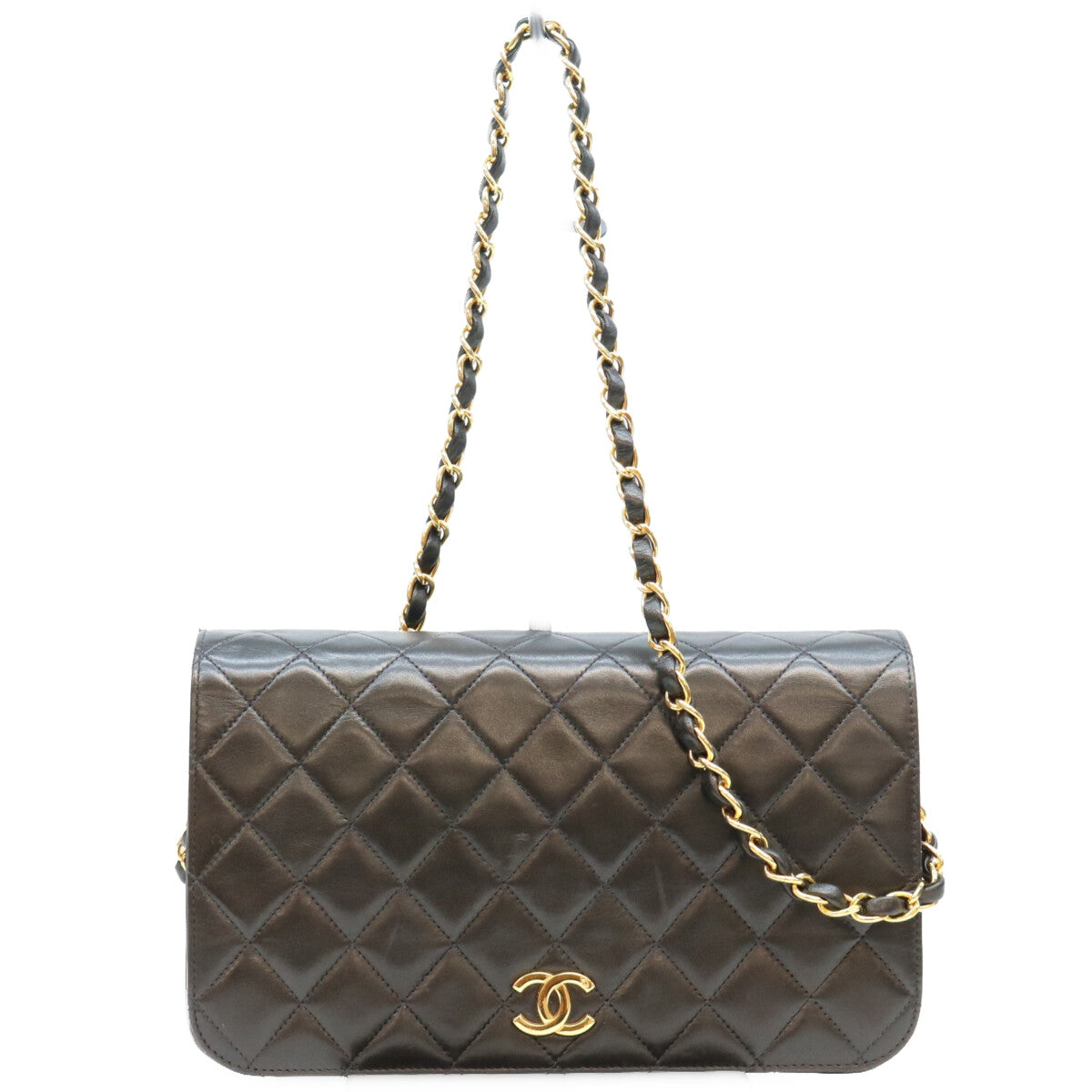 CHANEL シャネル 5番 A03568 黒 ラム フルフラップ G金具 プッシュロック マトラッセ23 バッグ ショルダーバッグ
