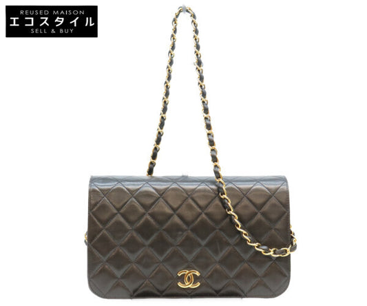 CHANEL シャネル No. 5 A03568 black lambskin full-flap gold-fittings push-lock Matelassé 23 bag shoulder bag