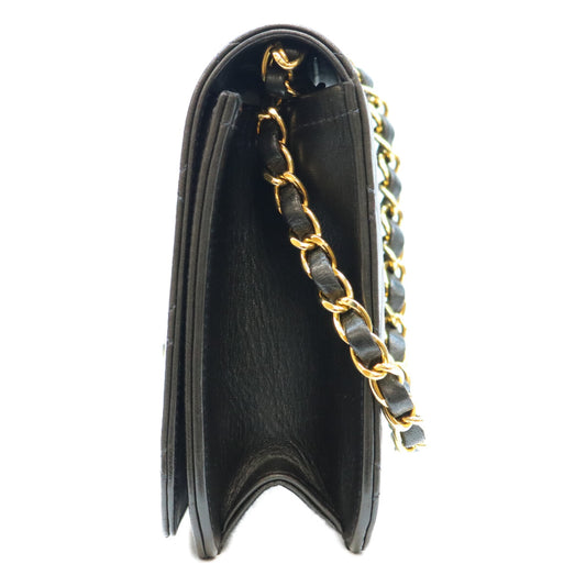 CHANEL シャネル 5番 A03568 黒 ラム フルフラップ G金具 プッシュロック マトラッセ23 バッグ ショルダーバッグ