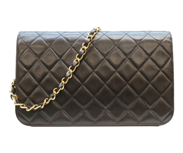 CHANEL シャネル 5番 A03568 黒 ラム フルフラップ G金具 プッシュロック マトラッセ23 バッグ ショルダーバッグ