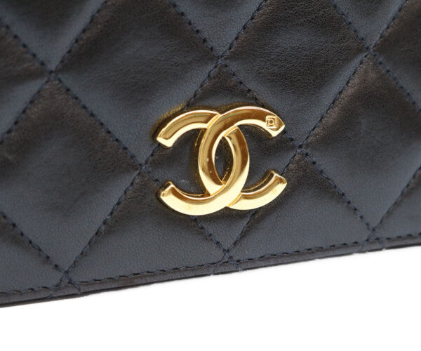 CHANEL シャネル 5番 A03568 黒 ラム フルフラップ G金具 プッシュロック マトラッセ23 バッグ ショルダーバッグ